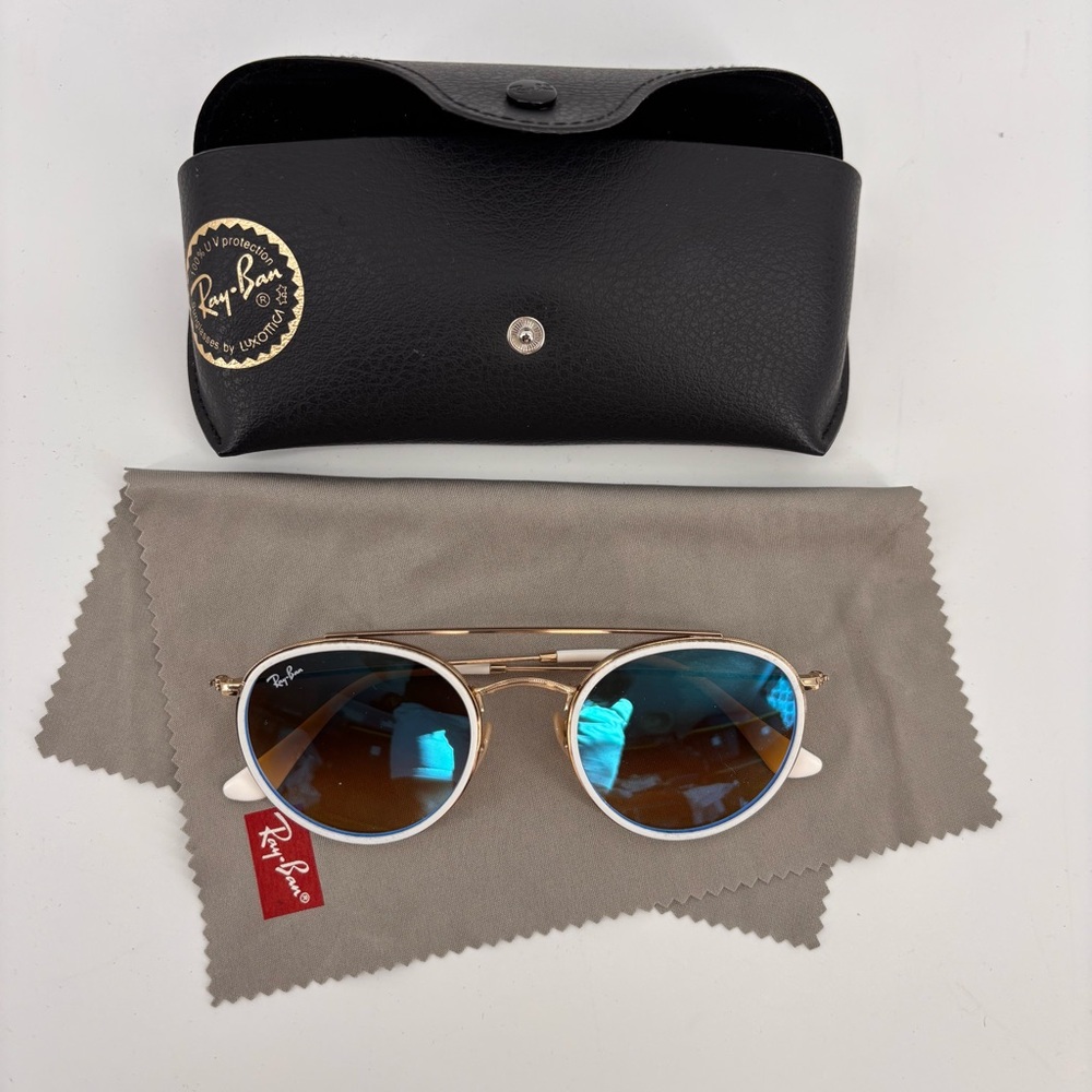 RAY BAN RB3647-N 51[]22 145 BLUE MIRROR BROWN GRADIENT ROUND AVIATOR SUNGLASSES